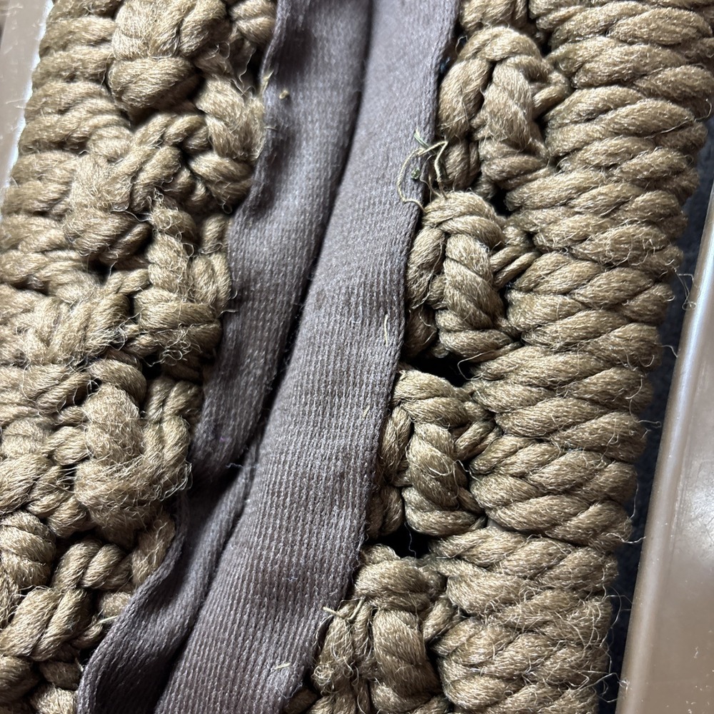 Vintage Macrame Woven Purse Brown Oversized Handles 60s 70s Retro Hippie Boho - Picture 7 of 16